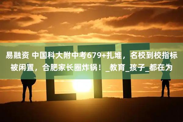 易融资 中国科大附中考679+扎堆，名校到校指标被闲置，合肥家长圈炸锅！_教育_孩子_都在为